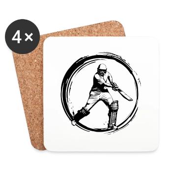 Cricket Mann Silhouette - Untersetzer (4er-Set) - Weiß - Vorne