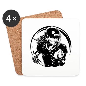 American Football Woman Silhouette - Coasters (set of 4) - white - Front
