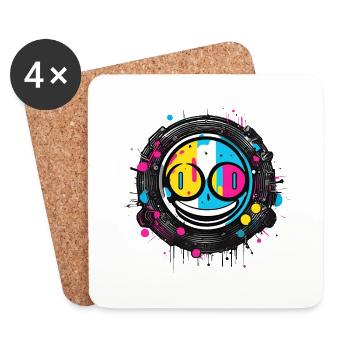"Smile Cyberpunk" - Style Vinyle et Underground - Dessous de verre (lot de 4) - blanc - Devant