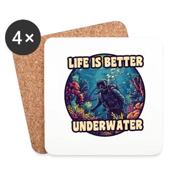 Life is better underwater 2 - Coasters (set of 4) - white - Front