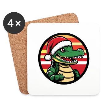 Alligator animal de Noël - Dessous de verre (lot de 4) - blanc - Devant