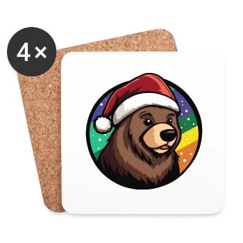 Bear Christmas Animal - Coasters (set of 4) - white - Front