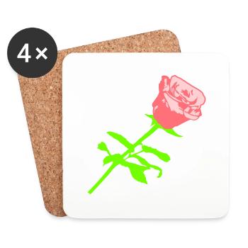 Hübsche Schöne Rose Blüte Blatt Röschen Romantisch - Untersetzer (4er-Set) - Weiß - Vorne