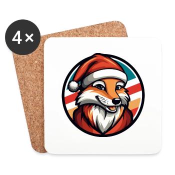 Renard animal de Noël - Dessous de verre (lot de 4) - blanc - Devant