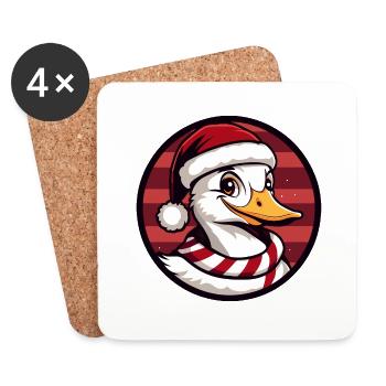 Animal de Noël de l’oie - Dessous de verre (lot de 4) - blanc - Devant