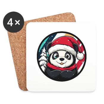 Panda Christmas Animal - Coasters (set of 4) - white - Front