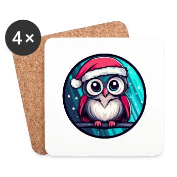 Eule Weihnachten Tier - Untersetzer (4er-Set) - Weiß - Vorne