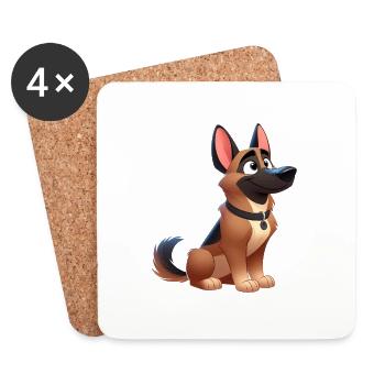 malinois 13 - Dessous de verre (lot de 4) - blanc - Devant