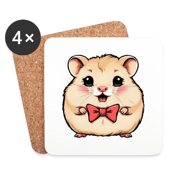 Charmanter Hamster mit roter Fliege - Untersetzer (4er-Set) - Weiß - Vorne