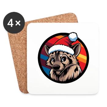 Animal de Noël hyène - Dessous de verre (lot de 4) - blanc - Devant