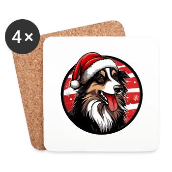 Border Collie Hund Weihnachten Tier - Untersetzer (4er-Set) - Weiß - Vorne