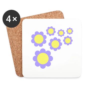 Beaucoup de fleurs colorées belle conception de motif décoratif - Dessous de verre (lot de 4) - blanc - Devant
