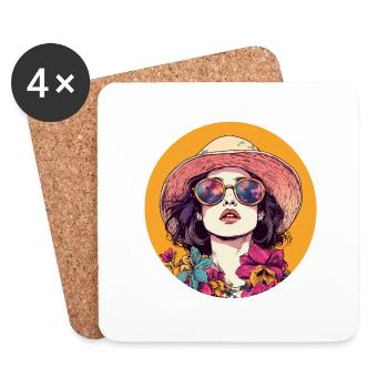 Flower Power: Summer style with glamour! - Coasters (set of 4) - white - Front