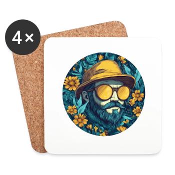 Botanischer Flair: Stilvoller Retro-Look! - Untersetzer (4er-Set) - Weiß - Vorne