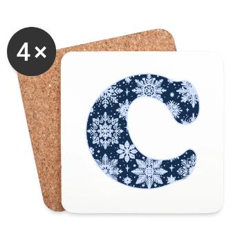 Buchstabe C Schneeflocken - Untersetzer (4er-Set) - Weiß - Vorne