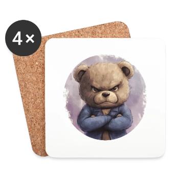 Ober-Teddy: Courageous and determined - Coasters (set of 4) - white - Front