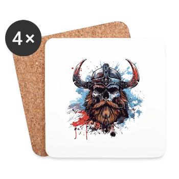 Wikinger Totenkopf - Untersetzer (4er-Set) - Weiß - Vorne