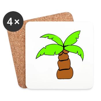 Palm Tree Island Tree Beach Holiday Coconut Sea Cool - Coasters (set of 4) - white - Front