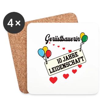 Gerüstbauerin 10 jähriges Jubiläum Gerüstbau Jubi - Untersetzer (4er-Set) - Weiß - Vorne