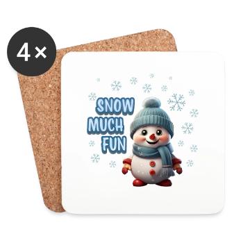 SNOW MUCH FUN - Cute Snowman - Coasters (set of 4) - white - Front