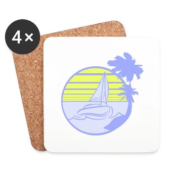 Navire Sun Stripe Marin Capitaine Bateau à eau - Dessous de verre (lot de 4) - blanc - Devant