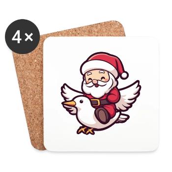 Colombe Oiseau Père Noël - Dessous de verre (lot de 4) - blanc - Devant