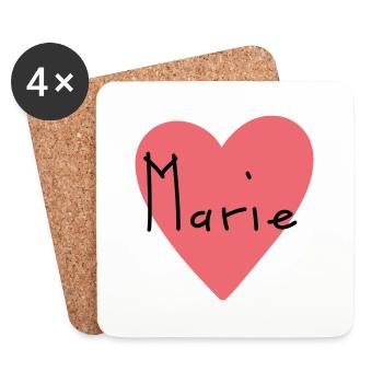 Prénom Marie Gift - Dessous de verre (lot de 4) - blanc - Devant