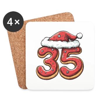 Biscuit de Noël à 35 chiffres - Dessous de verre (lot de 4) - blanc - Devant