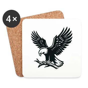 Aigle sur la branche - Dessous de verre (lot de 4) - blanc - Devant