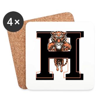 Buchstabe h Tiger - Geschenkidee - Untersetzer (4er-Set) - Weiß - Vorne
