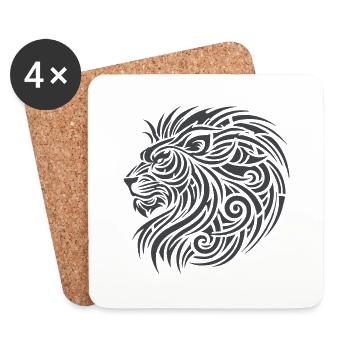 Lion Tribal - Coasters (set of 4) - white - Front