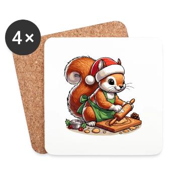 Baking Squirrel - Coasters (set of 4) - white - Front