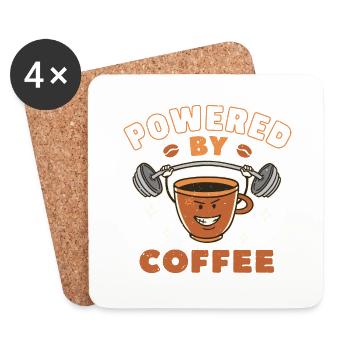 Powered by Coffee - Coasters (set of 4) - white - Front