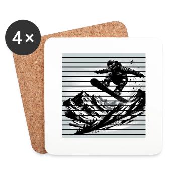 Snowboarder - Untersetzer (4er-Set) - Weiß - Vorne