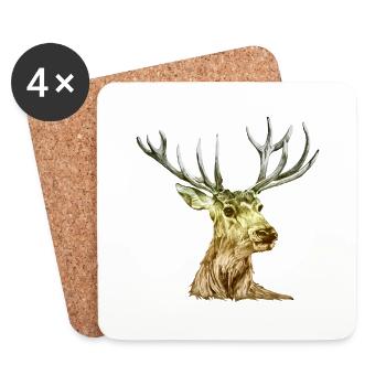 Cerf - Dessous de verre (lot de 4) - blanc - Devant