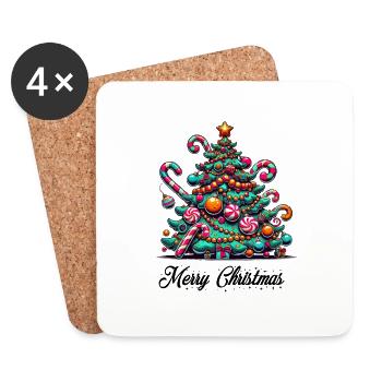 Arbre de Noël - Dessous de verre (lot de 4) - blanc - Devant