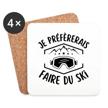 Faire du ski skieur - Dessous de verre (lot de 4) - blanc - Devant