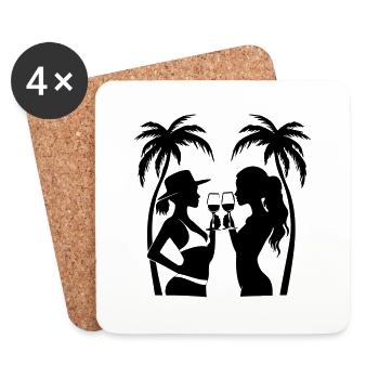 Girls Team Holiday Palms - Coasters (set of 4) - white - Front