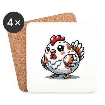 Huhn - Untersetzer (4er-Set) - Weiß - Vorne