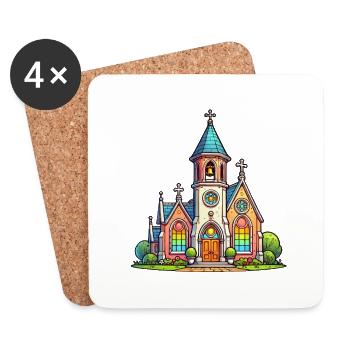 Kirche - Untersetzer (4er-Set) - Weiß - Vorne