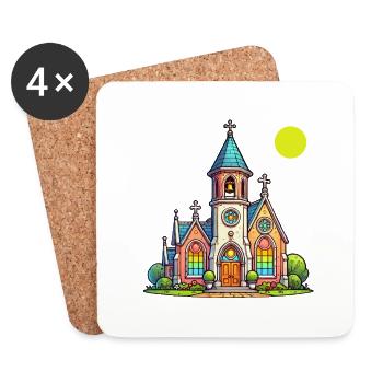 kirche - Untersetzer (4er-Set) - Weiß - Vorne