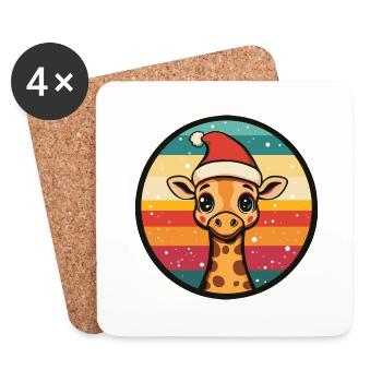 Giraffe Christmas X-Mas - Coasters (set of 4) - white - Front