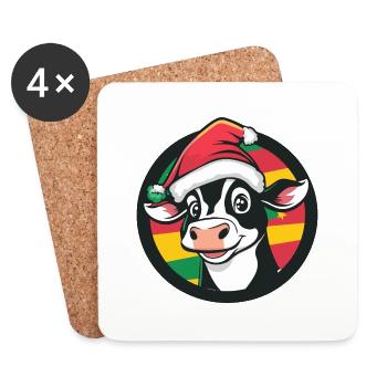 Kuh Weihnachten X-Mas - Untersetzer (4er-Set) - Weiß - Vorne