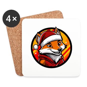 Fox Christmas X-Mas - Coasters (set of 4) - white - Front