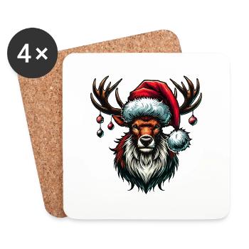 Deer Christmas Reindeer - Coasters (set of 4) - white - Front
