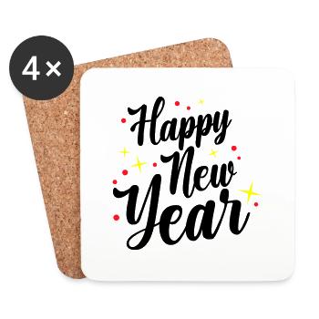 Happy New Year New Year's Eve - Coasters (set of 4) - white - Front