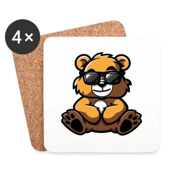 Ours Bande Dessinée Cool - Dessous de verre (lot de 4) - blanc - Devant