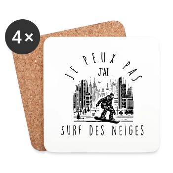 Je peux pas, j'ai Surf des neiges - Dessous de verre (lot de 4) - blanc - Devant