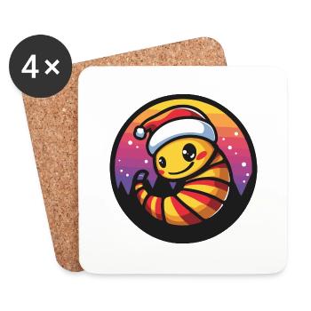 Worm Christmas X-Mas - Coasters (set of 4) - white - Front
