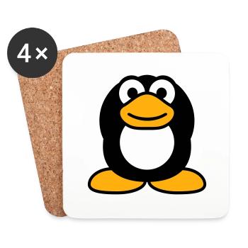 Pinguin nichts hören taub Hände halten Ohren zu - Untersetzer (4er-Set) - Weiß - Vorne